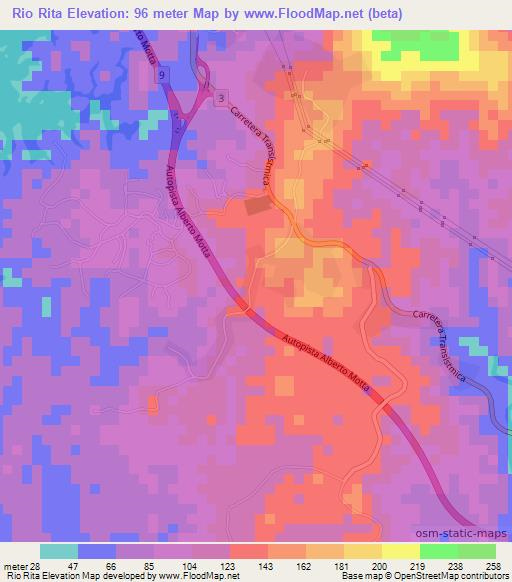 Rio Rita,Panama Elevation Map