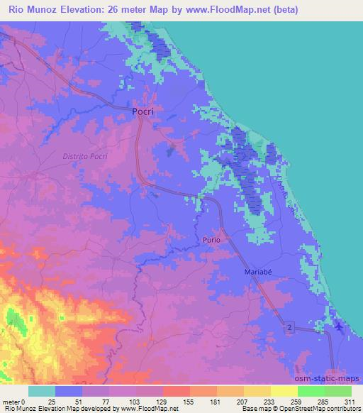 Rio Munoz,Panama Elevation Map