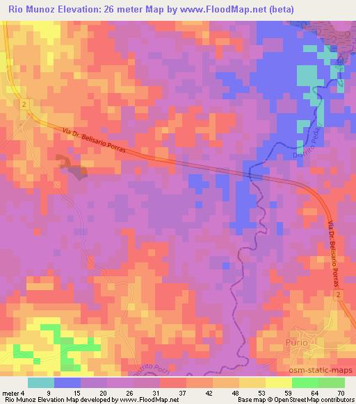 Rio Munoz,Panama Elevation Map