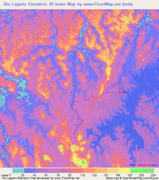 Rio Lagarto,Panama Elevation Map