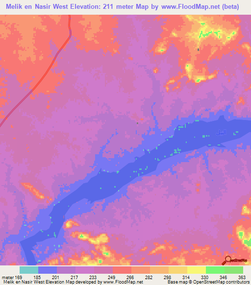 Melik en Nasir West,Sudan Elevation Map