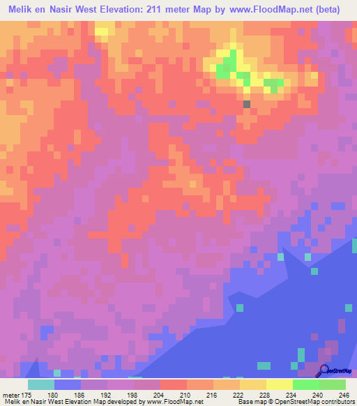 Melik en Nasir West,Sudan Elevation Map