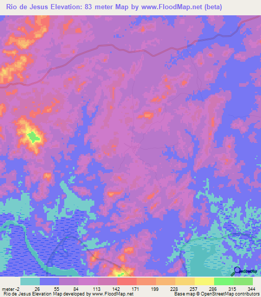Rio de Jesus,Panama Elevation Map