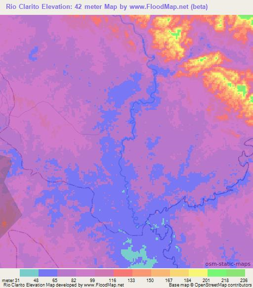 Rio Clarito,Panama Elevation Map