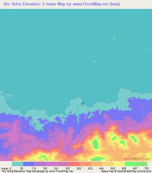 Rio Sidra,Panama Elevation Map