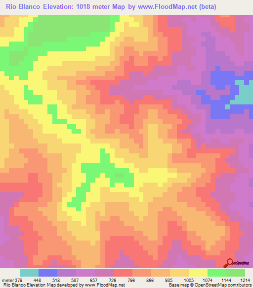 Rio Blanco,Panama Elevation Map