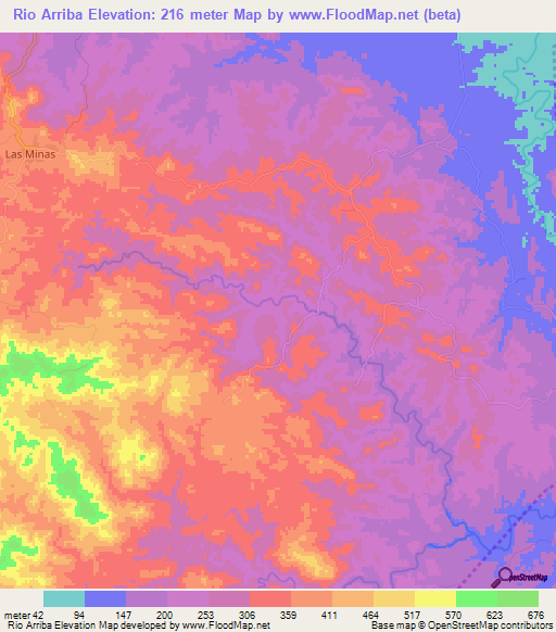 Rio Arriba,Panama Elevation Map