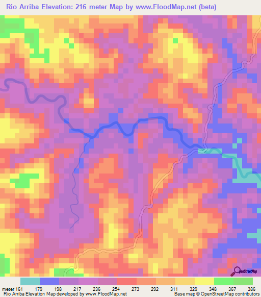Rio Arriba,Panama Elevation Map