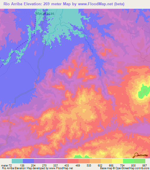 Rio Arriba,Panama Elevation Map
