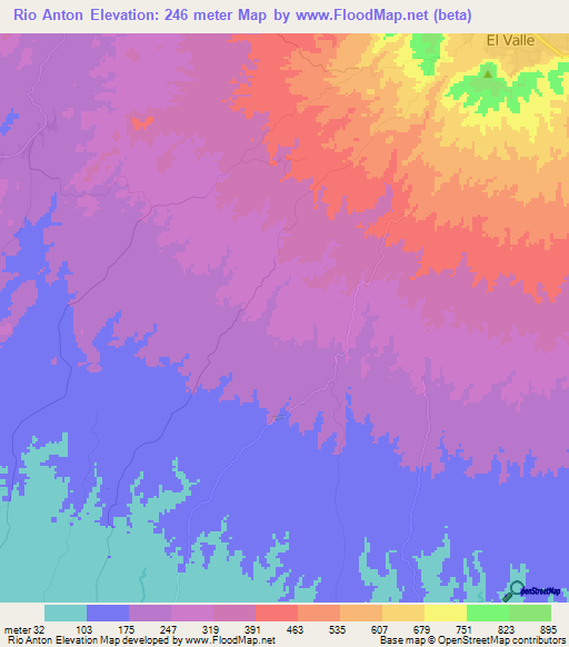 Rio Anton,Panama Elevation Map