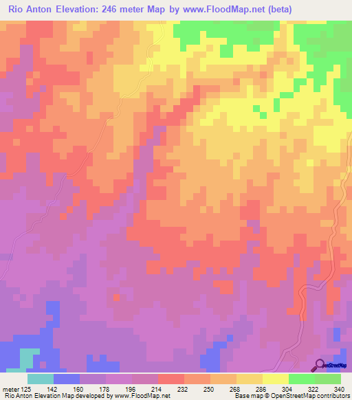 Rio Anton,Panama Elevation Map
