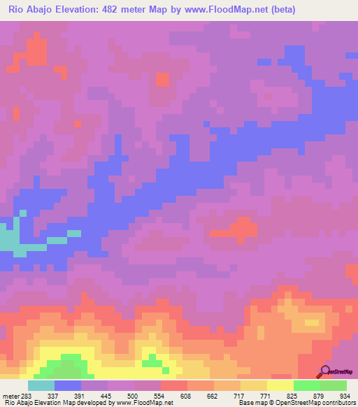 Rio Abajo,Panama Elevation Map