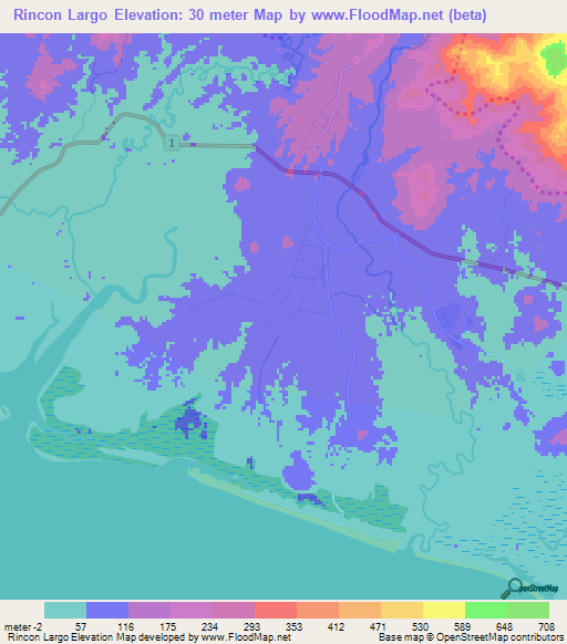 Rincon Largo,Panama Elevation Map