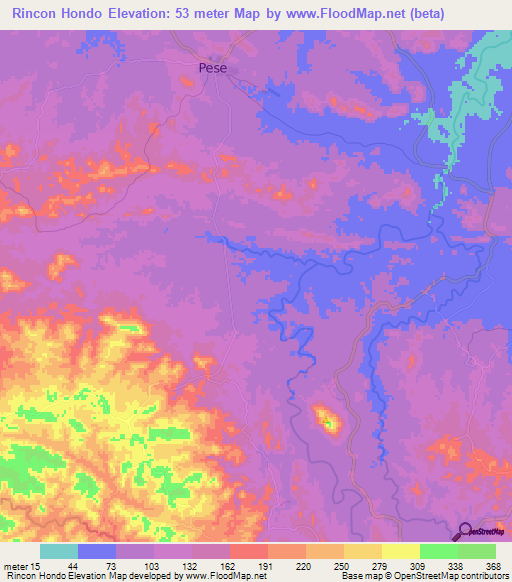 Rincon Hondo,Panama Elevation Map