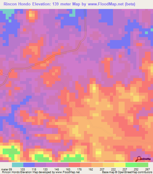 Rincon Hondo,Panama Elevation Map