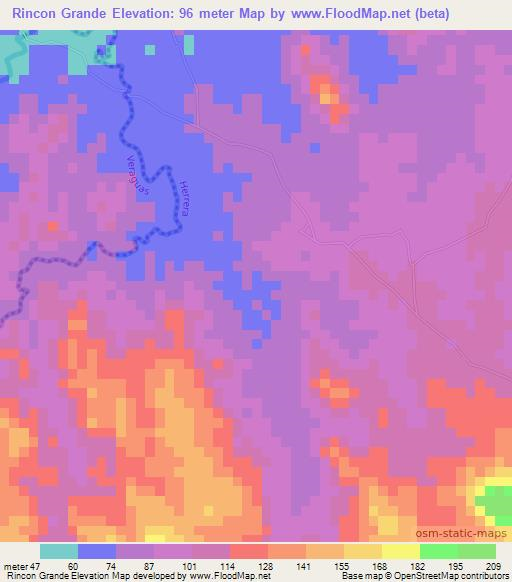Rincon Grande,Panama Elevation Map