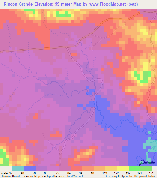 Rincon Grande,Panama Elevation Map