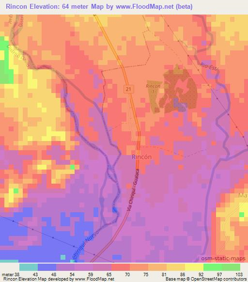Rincon,Panama Elevation Map