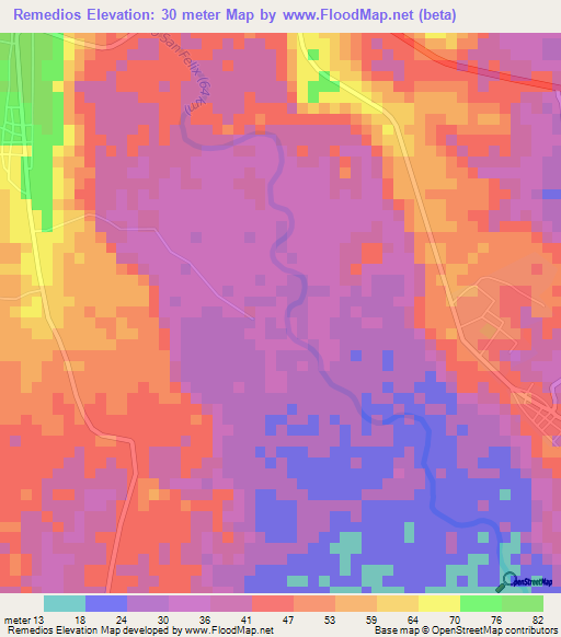 Remedios,Panama Elevation Map