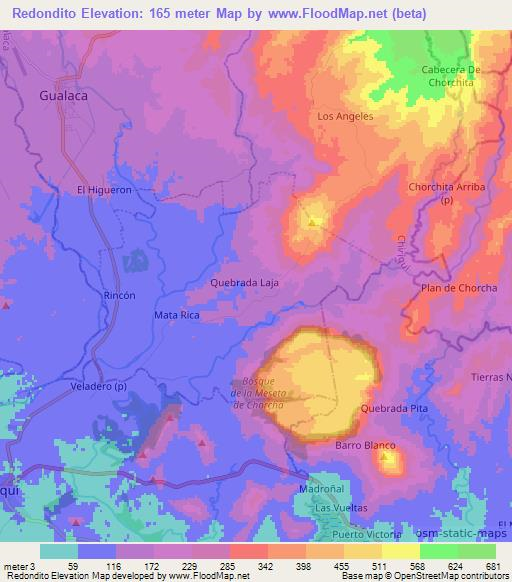 Redondito,Panama Elevation Map