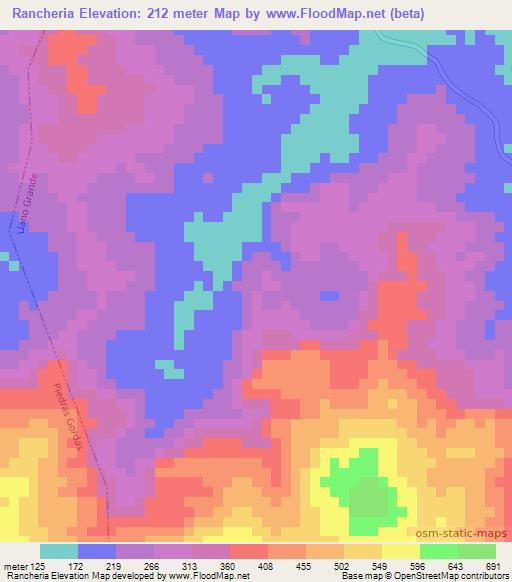 Rancheria,Panama Elevation Map