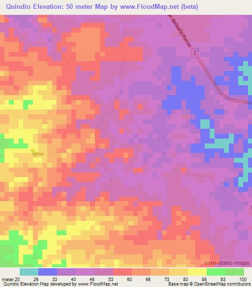 Quindio,Panama Elevation Map