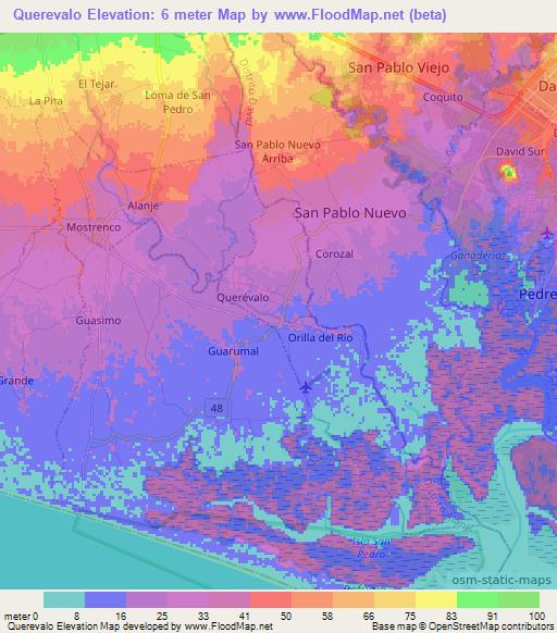 Querevalo,Panama Elevation Map