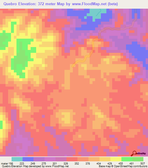 Quebro,Panama Elevation Map