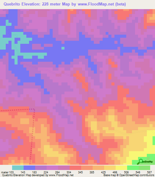 Quebrito,Panama Elevation Map