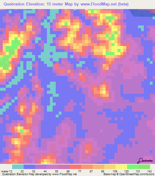 Quebradon,Panama Elevation Map