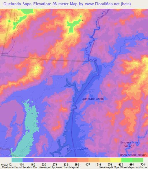 Quebrada Sapo,Panama Elevation Map