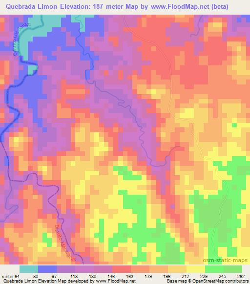 Quebrada Limon,Panama Elevation Map
