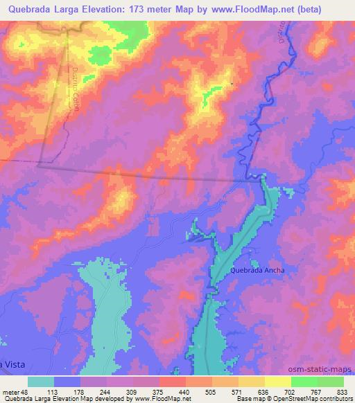 Quebrada Larga,Panama Elevation Map