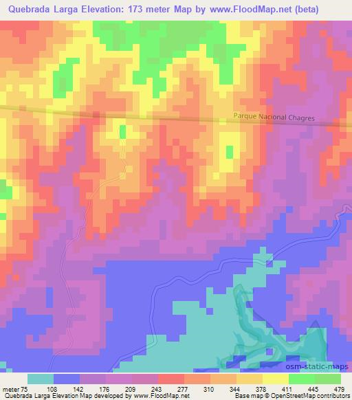 Quebrada Larga,Panama Elevation Map