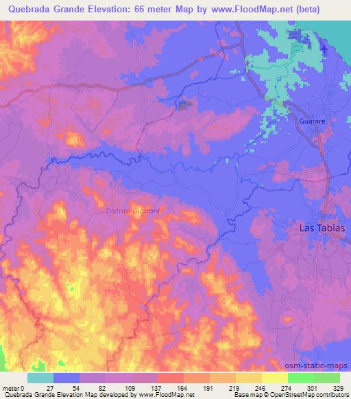 Quebrada Grande,Panama Elevation Map