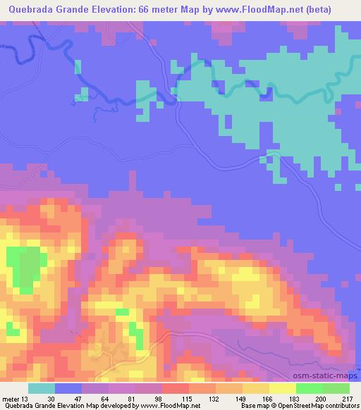 Quebrada Grande,Panama Elevation Map