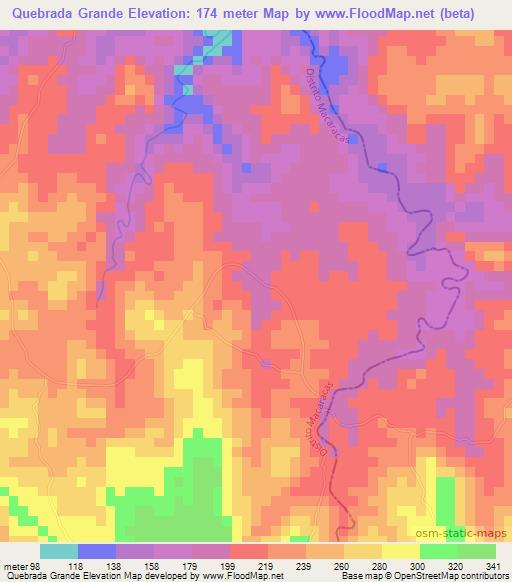 Quebrada Grande,Panama Elevation Map