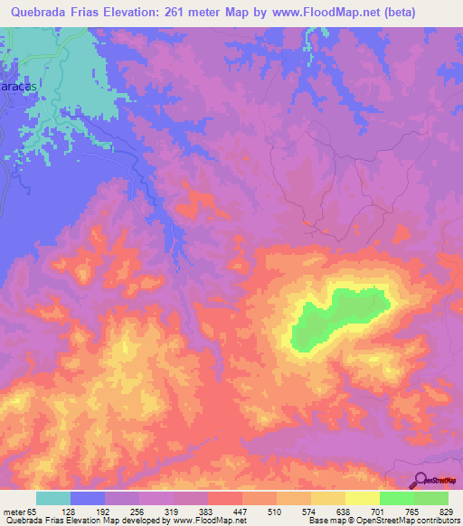 Quebrada Frias,Panama Elevation Map