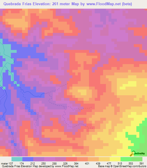 Quebrada Frias,Panama Elevation Map