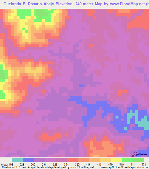 Quebrada El Rosario Abajo,Panama Elevation Map