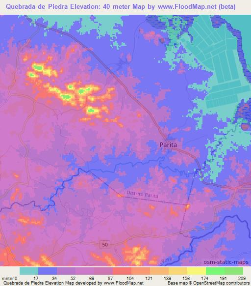 Quebrada de Piedra,Panama Elevation Map