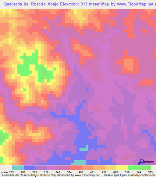 Quebrada del Rosario Abajo,Panama Elevation Map