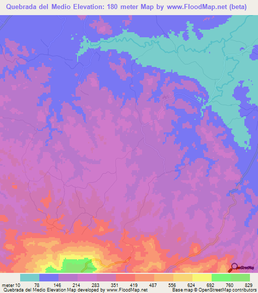 Quebrada del Medio,Panama Elevation Map