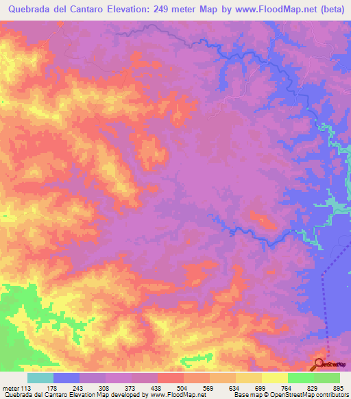 Quebrada del Cantaro,Panama Elevation Map