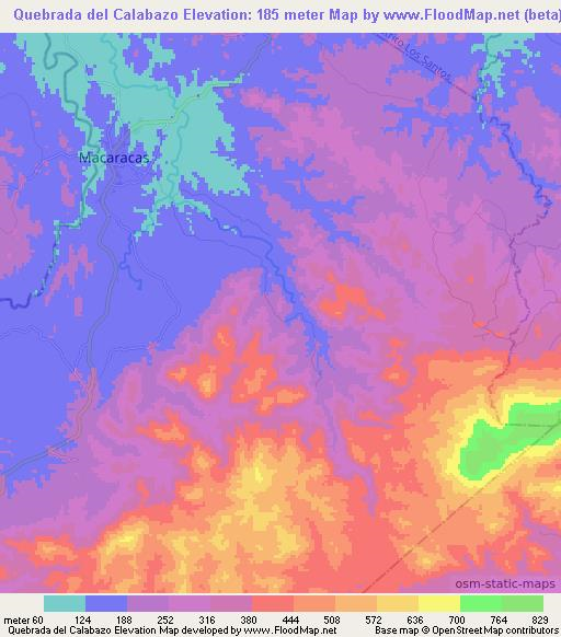 Quebrada del Calabazo,Panama Elevation Map