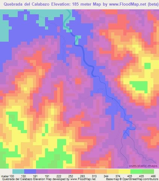 Quebrada del Calabazo,Panama Elevation Map