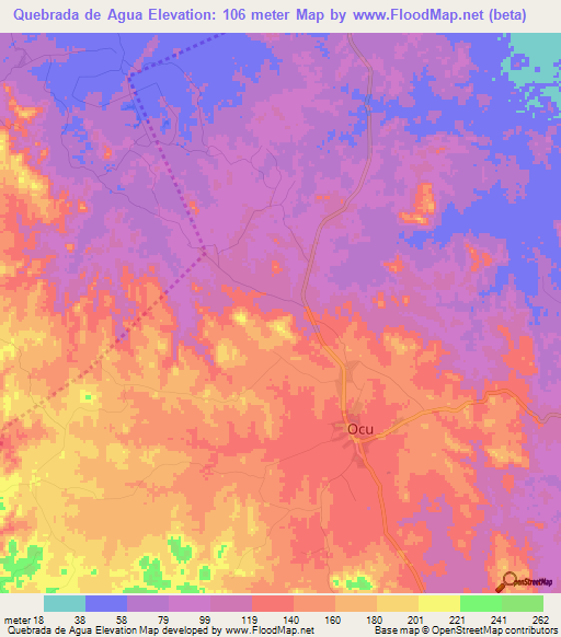 Quebrada de Agua,Panama Elevation Map