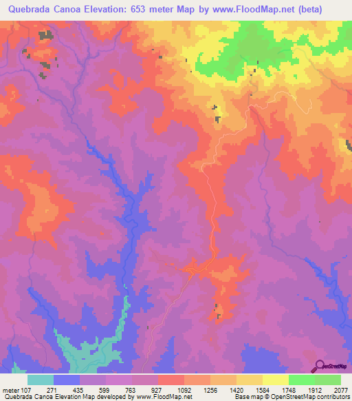 Quebrada Canoa,Panama Elevation Map