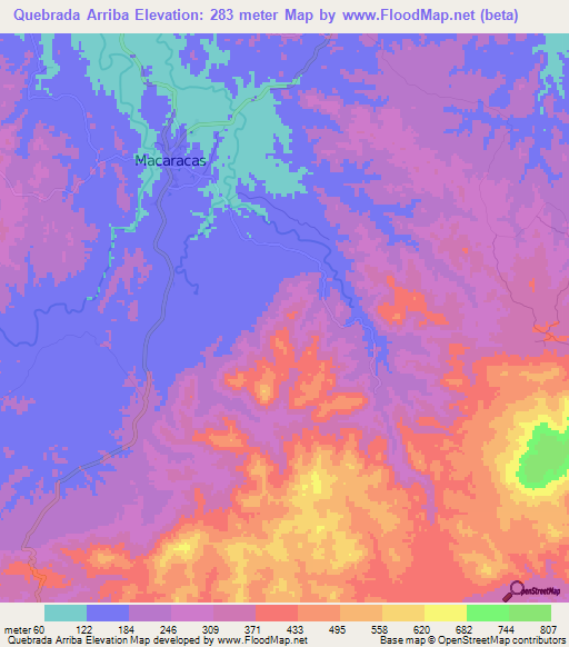Quebrada Arriba,Panama Elevation Map