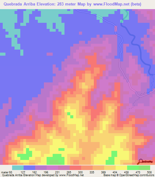 Quebrada Arriba,Panama Elevation Map